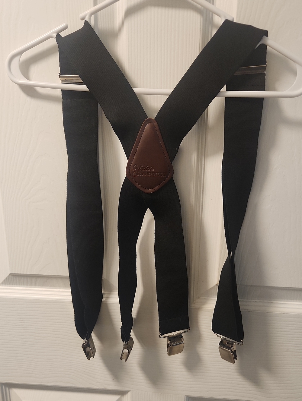 Cabela's Black Suspenders with Brown Leather Y-Back